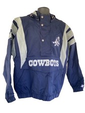 NFL Dallas Cowboys Starter Men's half Zip pull Over Jacket Navy/Silver