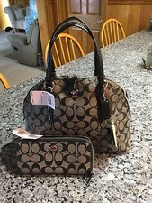 Coach peyton Signature Cora Domed Satchel and Matching Wallet. F24606  F49964