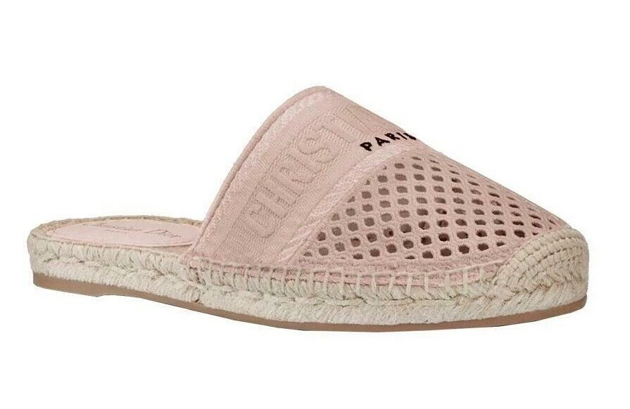 Dior Granville argile beige logo nu toile espadrille sans dos plat 42