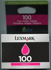 Genuine LEXMARK 100 MAGENTA Ink Cartridge New Sealed in Box