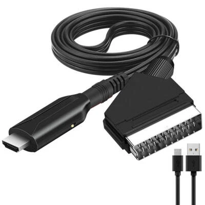 MARKENLOS Cable Convertidor SCART a HDMI 1080P/720P Compacto Audio Video Adaptador Cable 1M