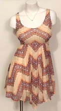 NWT JUNIORS LOVE, FIRE PRINTED LACE CHEVRON SKATER DRESS SIZE XS MSRP $50.00