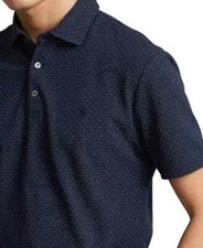 Polo Ralph Lauren Short Sleeve Shirt Navy Blue Classic Fit Mesh Custom Slim L