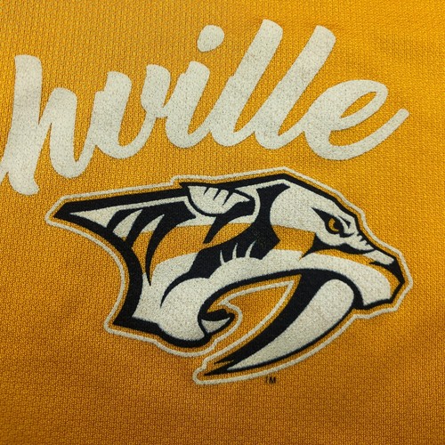 Nashville Predators Shirt Womens XL Yellow Spell Out Short Sleeve Smashville* - Picture 7 of 13