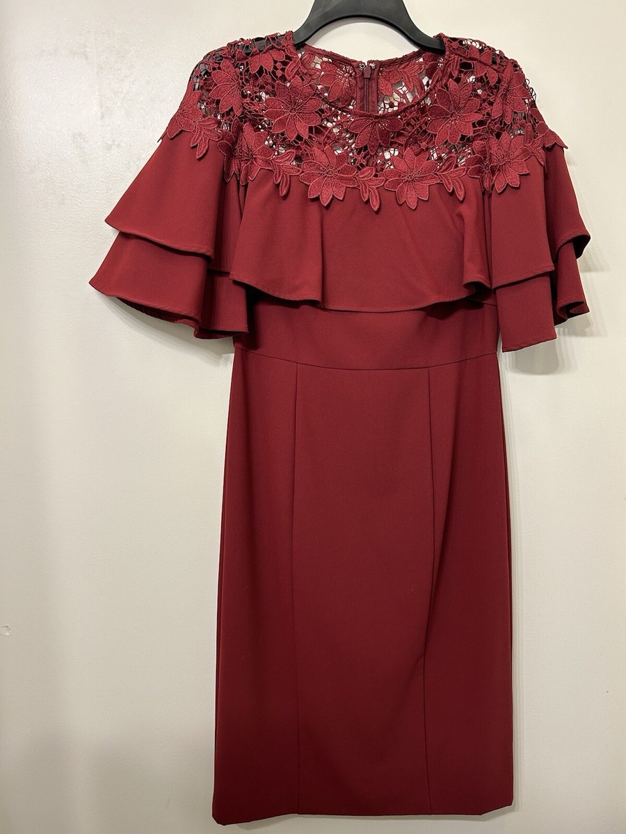 tahari burgundy dress Sheath Size:2XL (22-24) Joseph Ribkoff Dress Style COLLECTION_FIVE STAR 42 Viscose Condition