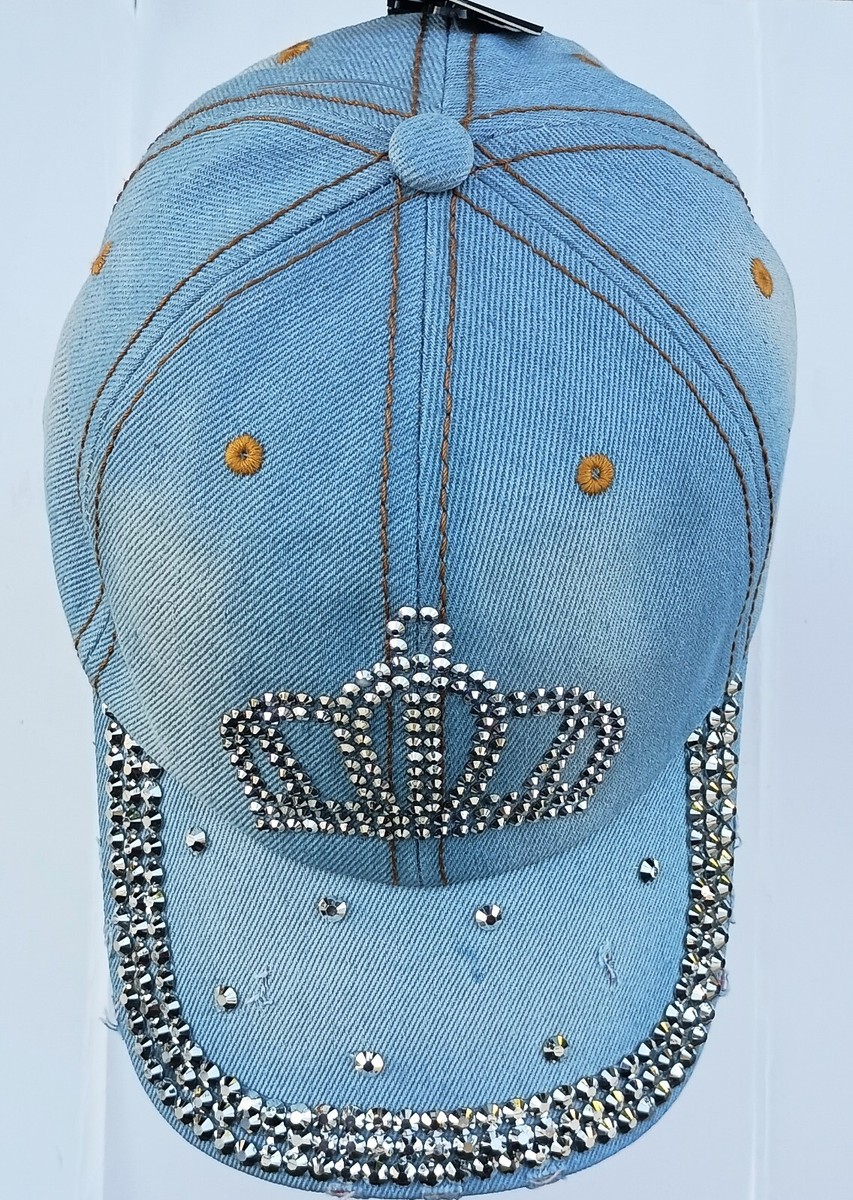 NEW Olivia & Kate New York Women Denim Cap Hat Rhinestone  display picture 3