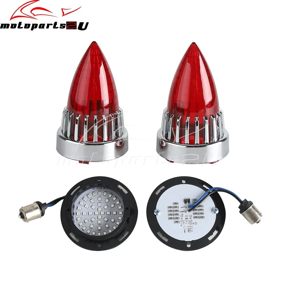 3 1/4'' Bullet Turn Signal Light Lens Cover Bezels Trim For Harley Touring 86-17 - Image 3 of 4