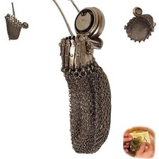 Handmade 1920's English Coin Purse, Victorian Silver Twist Lid Gate Mesh Purse