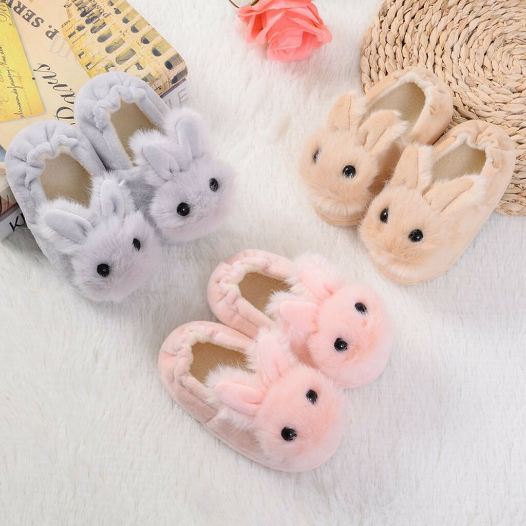 SAOLA Winter Toddler Infant Kids Baby Boys Girls Warm Shoes Cartoon Soft Sole Slippers