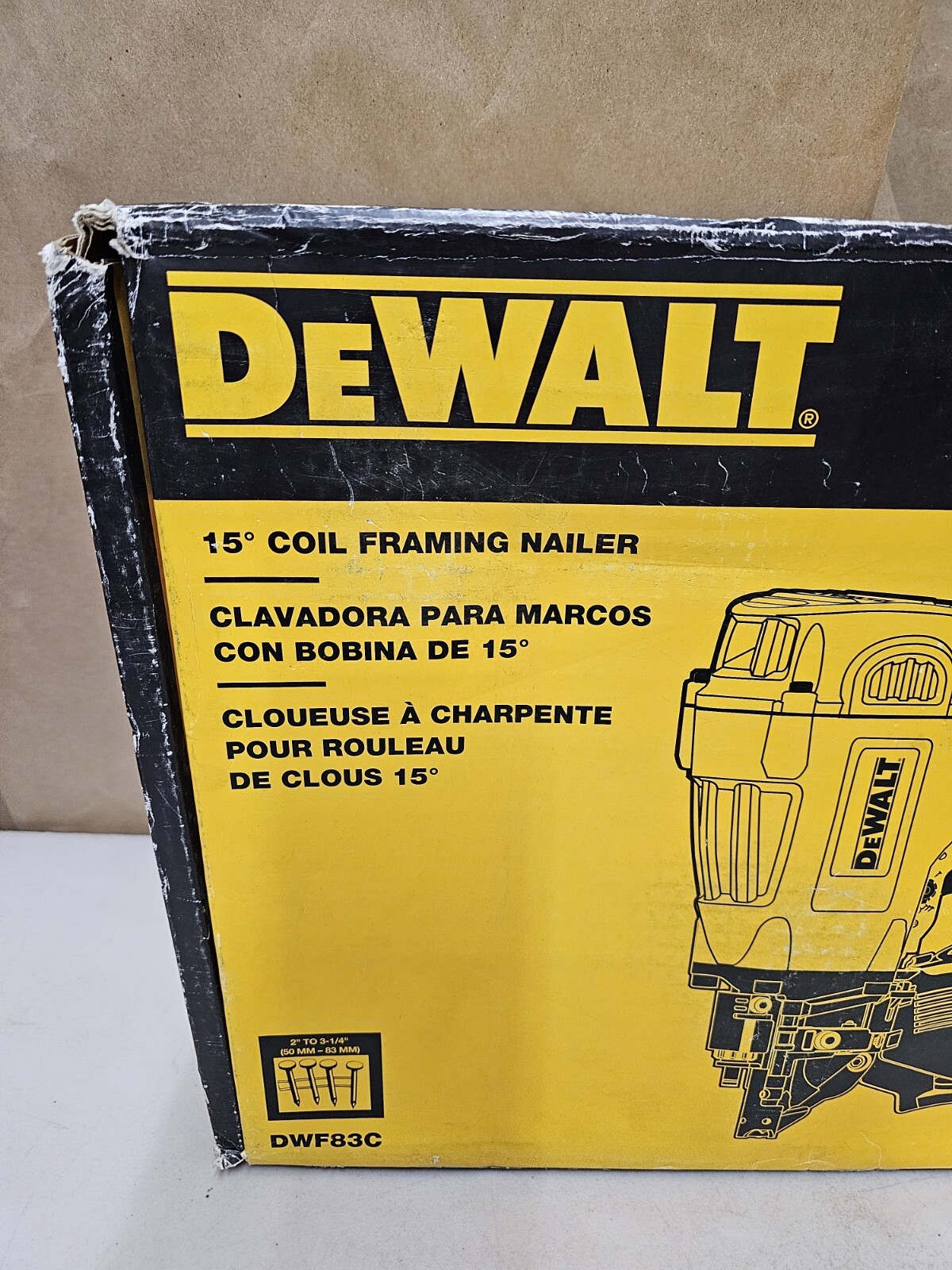 DEWALT Pneumatic 15° Coil Framing Nailer DWF83C eBay