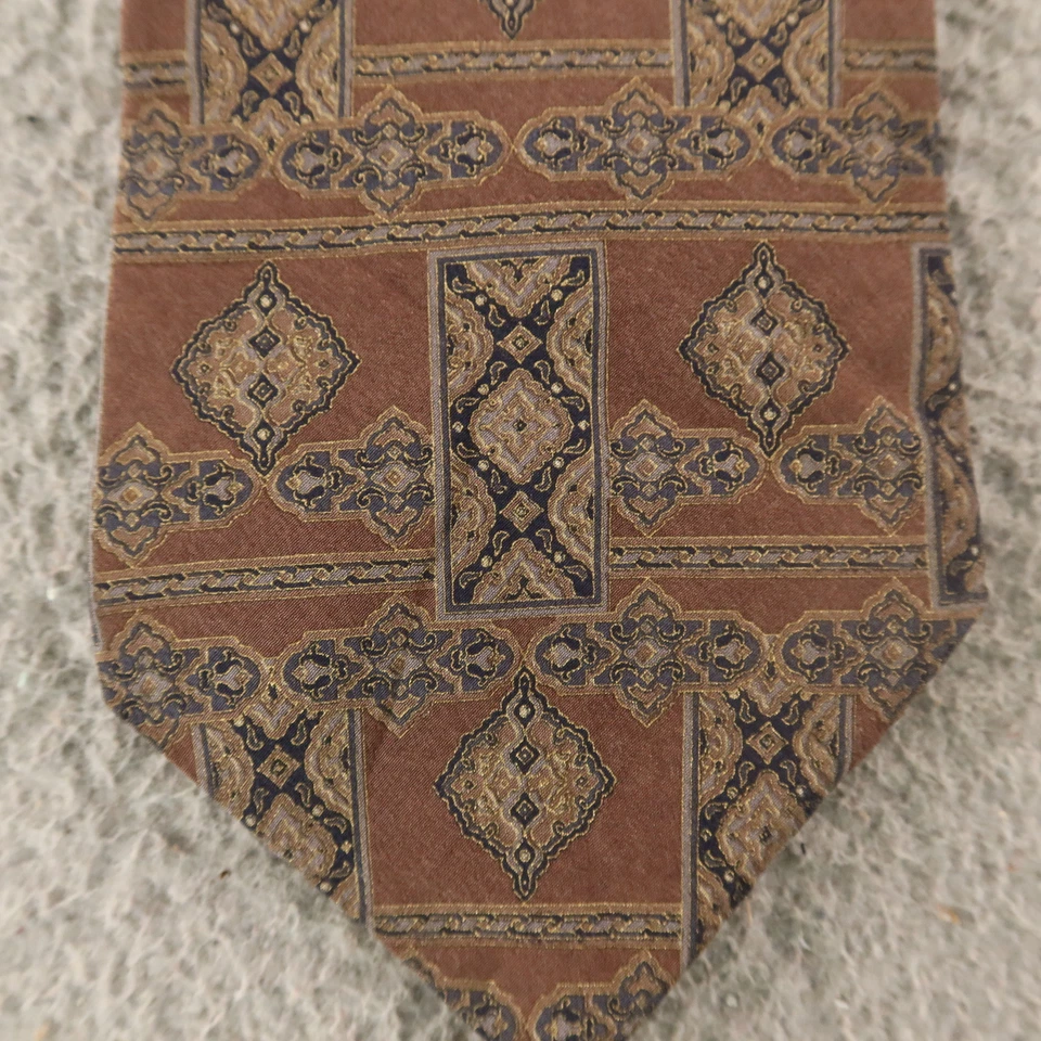 Henry Grethel 领带棕色几何阿拉伯佩斯利 100% 真丝美国 4 — 第 2/4 张图片