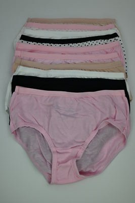 Girl's Fruit of the Loom Cotton Brief Panties 10-Pack Pink/White/Black/Tan 12