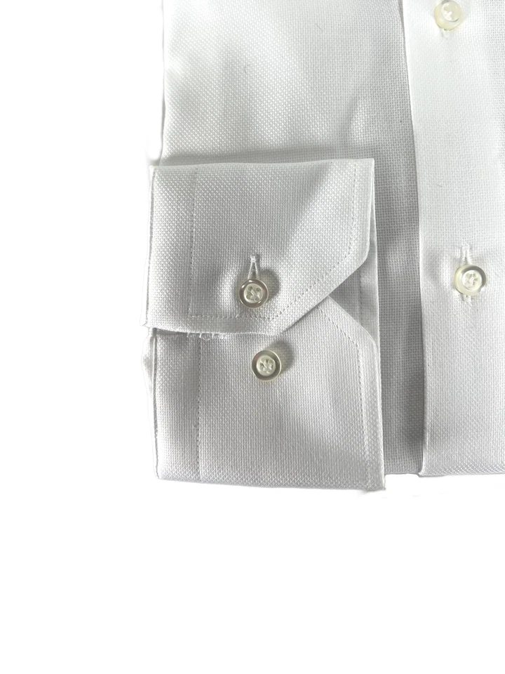 Camicia uomo Bagariny sartoriale cotone Oxford bianco regular fit Made in Italy - Immagine 4 di 4