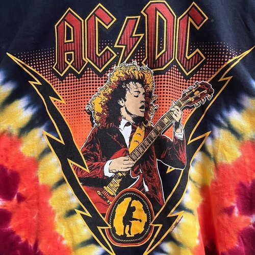 AC/DC Angus Lightning Tie-Dye T-Shirt Liquid Blue Rock Graphic NEW Size ...