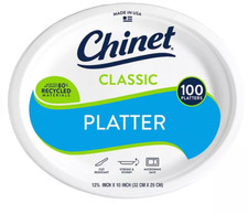 Chinet Classic Platter Paper Plate, 12.63" x 10", 100 ct. White Plates