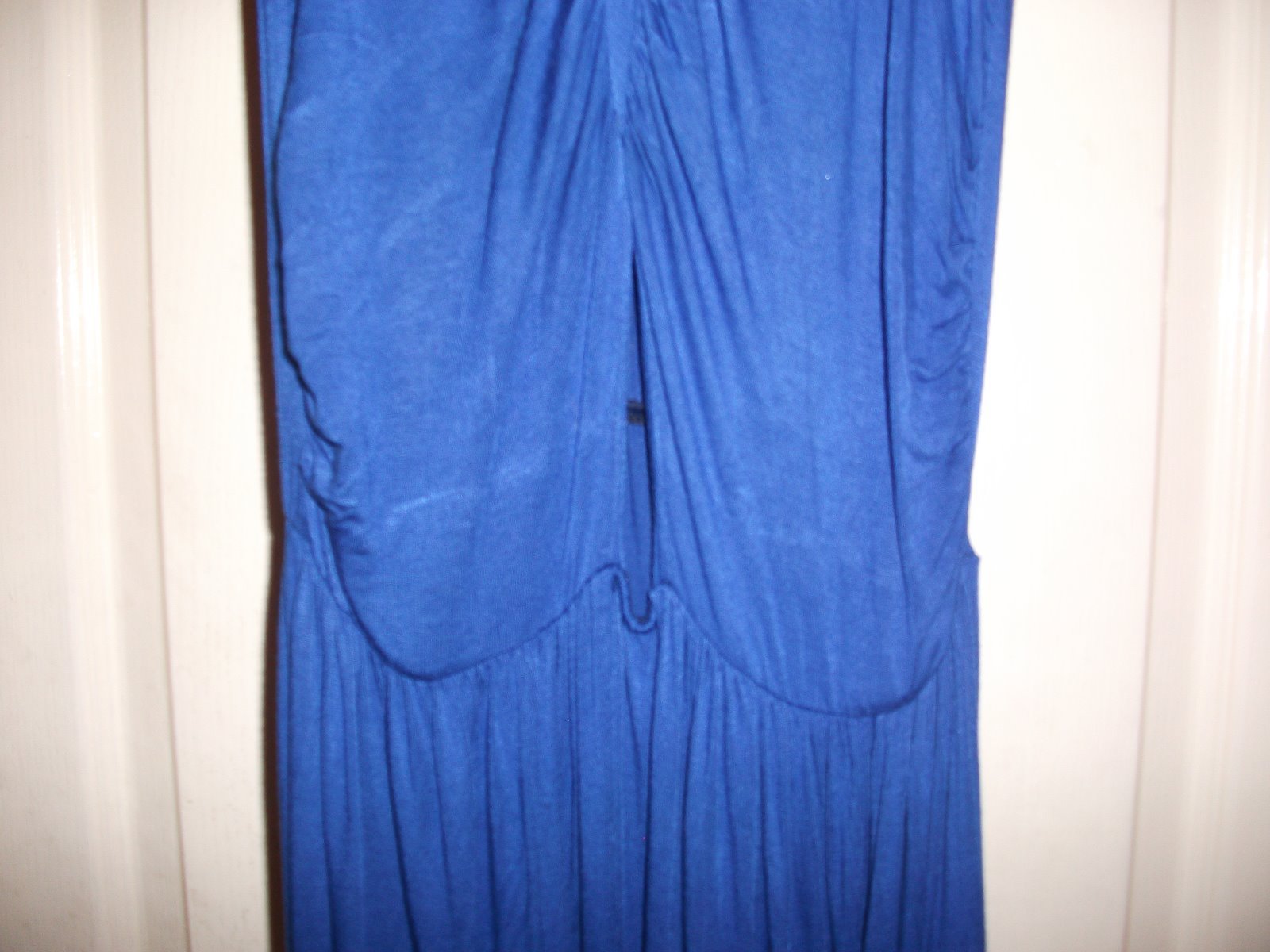 BOOHOO ROYAL BLUE GATHERED PANEL PEEPHOLE FRONT STRETCHY LONG FLOATY