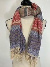 Jerusalem Cashmere Scarf 65x27 Paisley Floral Wrap Stripe Womens Holy Land