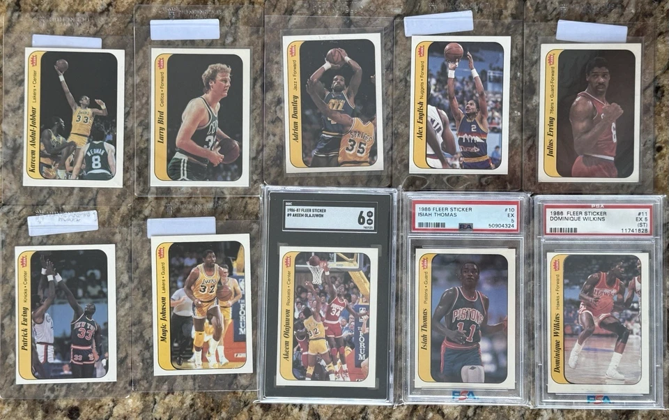 Juego de baloncesto Fleer 1986 sin Michael Jordan con pegatinas PSA BGS SGC ---11 calificado Foto 4 de 4