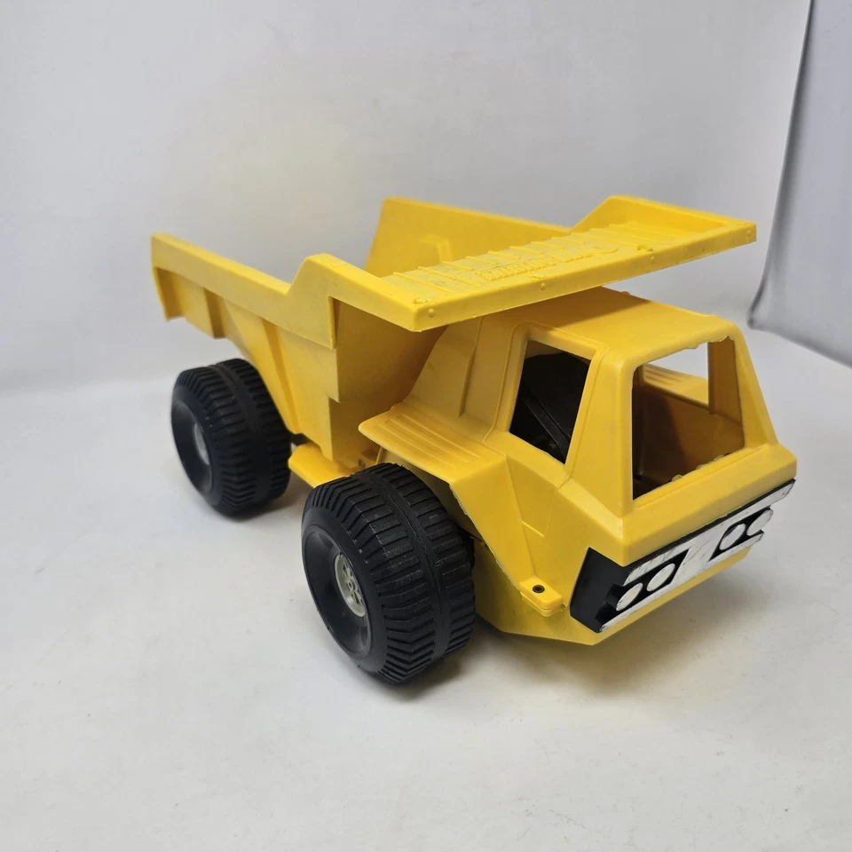 Vintage Ideal Mighty Mo Yellow Plastic Friction Construction Dump Truck Toy 1973 - Image 3 of 4