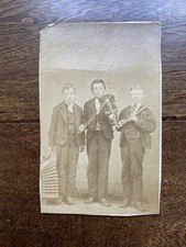 Boys & Musical Instruments CDV Accordion & Violin Antique Vintage Photo