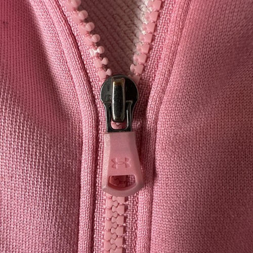 Girls Hoodie Under Armour Y Large Pink Logo Full Zip Waist Band Sweatshirt - Picture 4 of 8