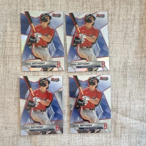 Topps Bowman's Best 2025 Boston Red Sox Roman Anthony Refractor Card Lot (4)