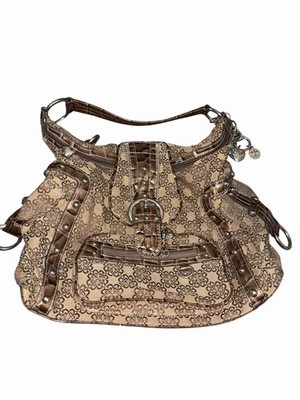 Kathy Van Zeelamd handbag gold damask-style pattern and bronze-toned trim Hobo