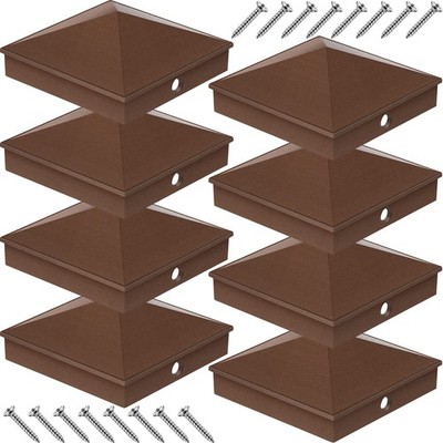 Nuogo 8 Pack 4x4 Post Caps Brown (Actual 3.5'' x 3.5'') as picture shown