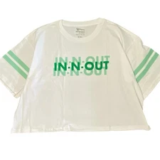 In N Out Burger Shirt Green White Rugby Style Relaxed fit  Cropped plus size XXL