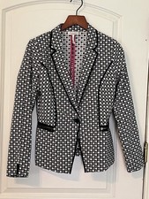 Laundry by Shelli Segal Womens Blazer Size 6 Black White Bold Print Career Work