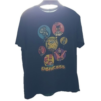 SpongeBob SquarePants Shirt 2XL Black Multiple Characters Short Sleeve Mens