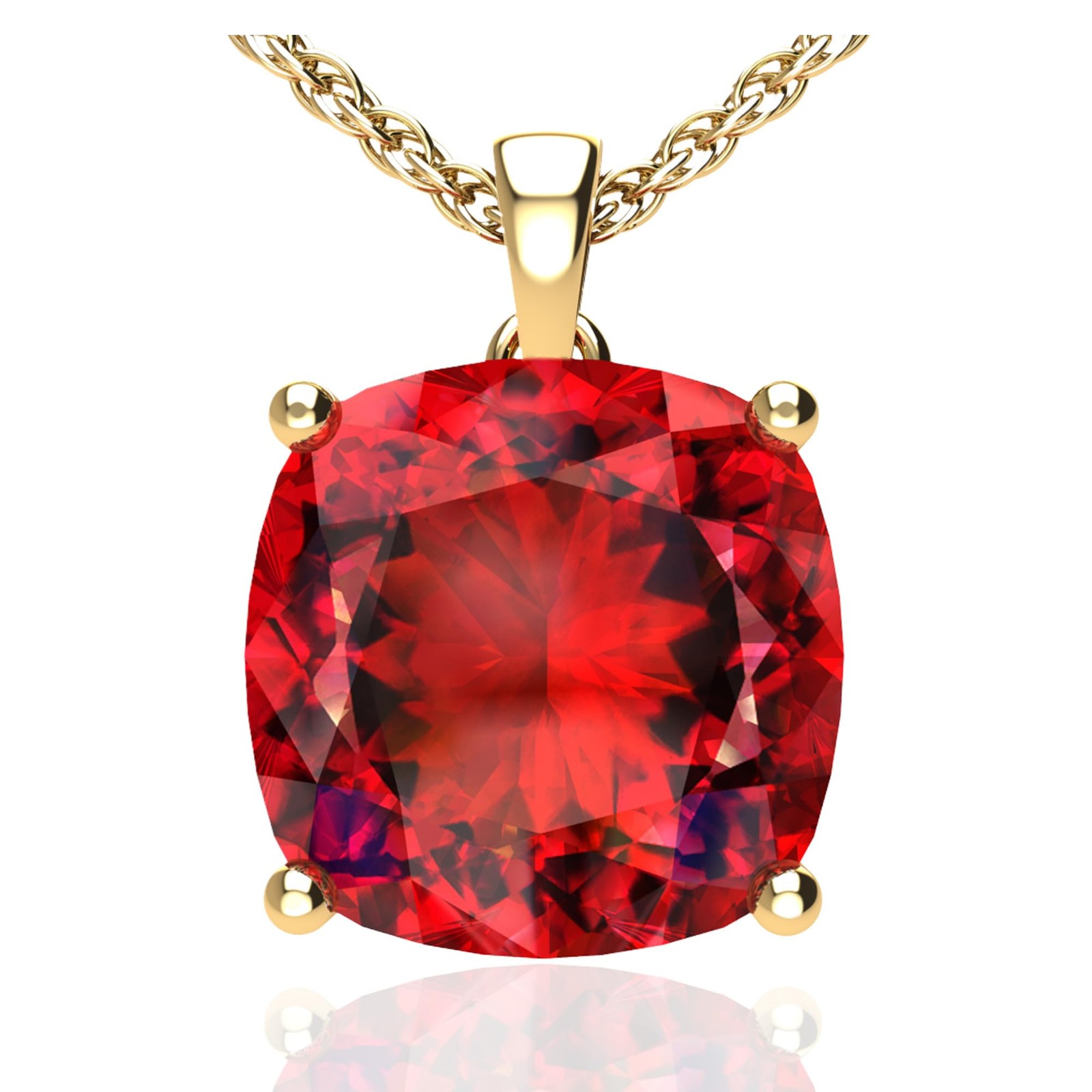 - Square Birthstone Necklace, Gemstone Pendant Necklace with Prong Setting, 1...