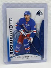 Upper Deck 2025-26 SP Blue Rookie Authentics Matthew Robertson #128 NY Rangers