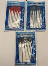 3- VTG Paper Mate Write bros.  ballpoint pen medium 10 Ct.  BLACK BLUE RED 2002