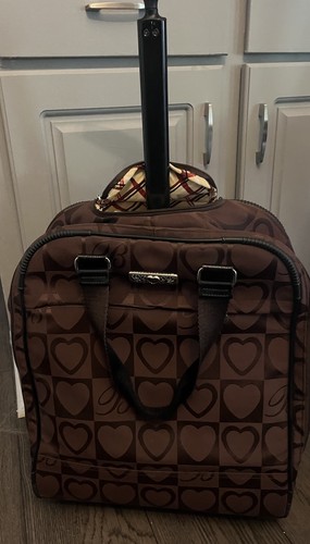 Brighton Rolling Weekender 20” Carry-on Bag Luggage Hearts Red Black Trim