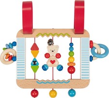 Tableau d'activités en bois à accrocher au lit à barreaux ou au parc - Modéle "O