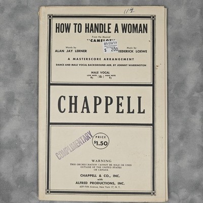 1960 Camelot HOW TO HANDLE A WOMAN Orchestra Score Chappell Lerner Loewe Vintage