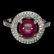 925 Sterling Silver Ring Round Ruby 8mm Natural Gemstone Jewelry Size 8
