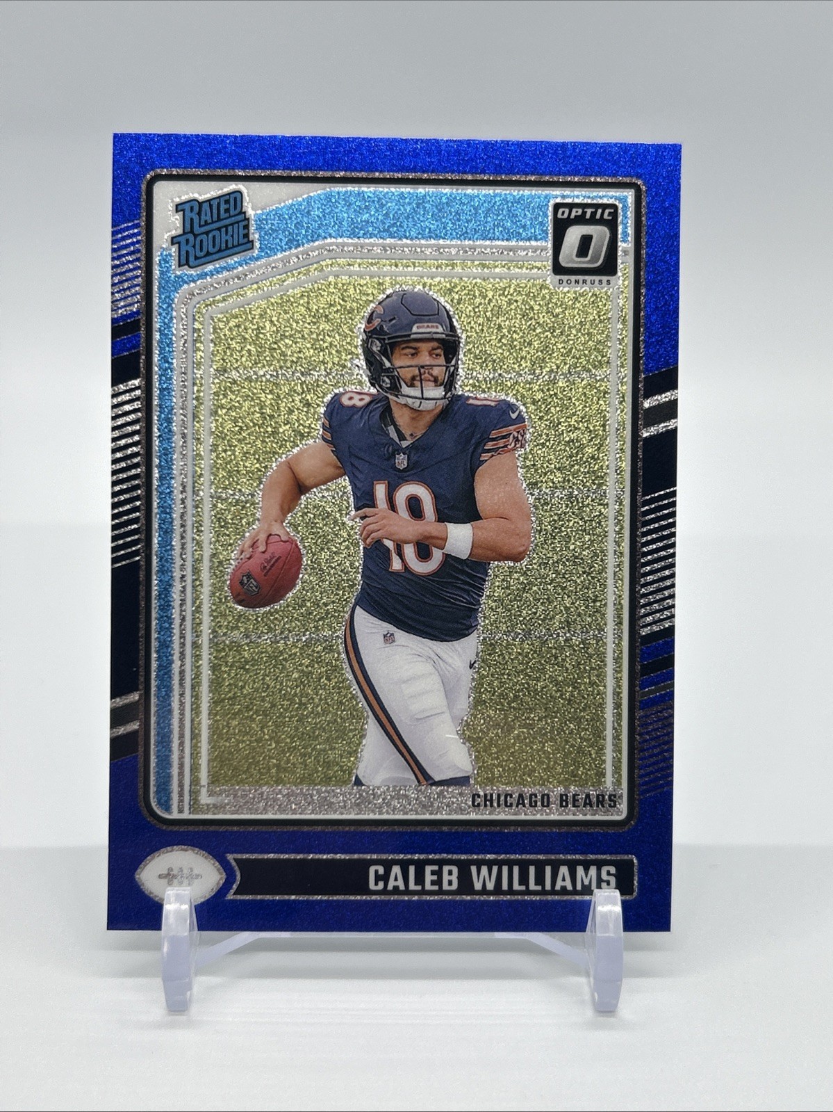 2024 Donruss Optic Rated Rookie Caleb Williams #201 Blue Glitter Prizm