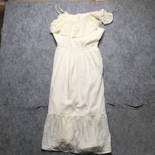 Old Navy Dress Womens Medium White Eyelet One Shoulder Ruffle Sundress Boho