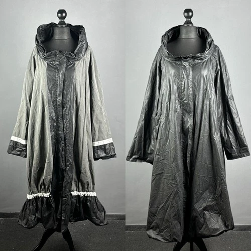 ANNETTE GORTZ Black Cotton Avant-Garde Oversize Reversible Coat Jacket Size 46