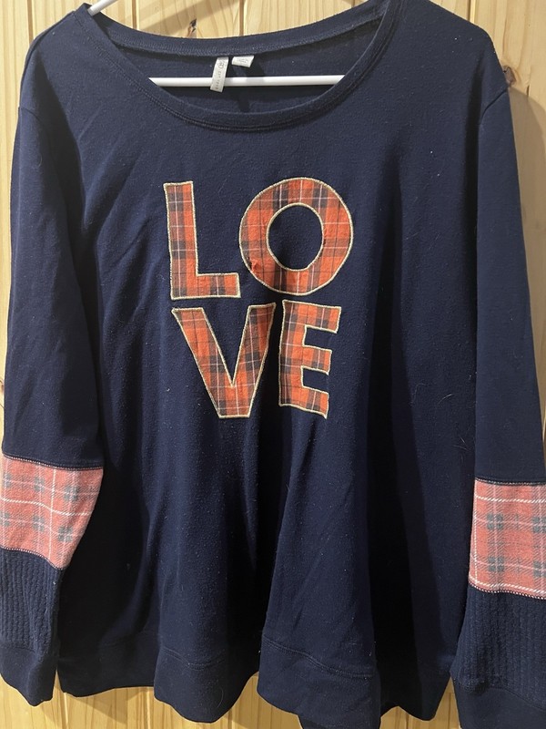 Cato Women's Long Sleeve Love Print Blouse XL