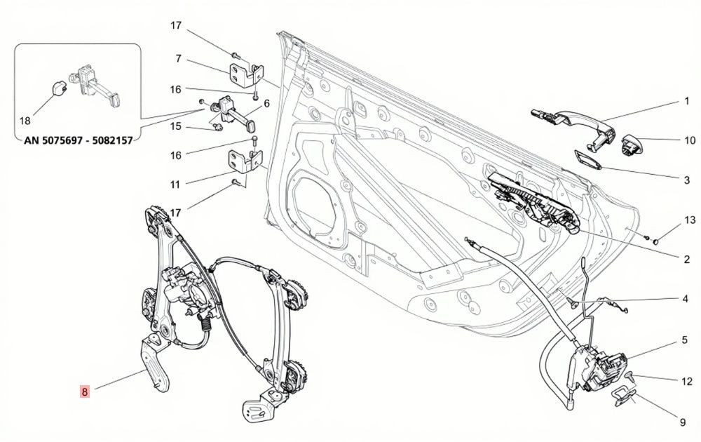 14-19 MASERATI GHIBLI REAR RIGHT POWER WINDOW REGULATOR MOTOR ASSEMBLY OEM