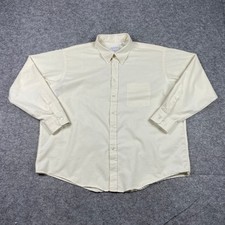 Vintage Manhattan Dress Shirt Mens 18.5 34-35 Cream Button Down Made In USA 80s