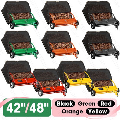 #ad 42quot; 48quot; Tow Behind Lawn Sweeper Leaf Yard Collector Adjustable Sweeping Height $239.19