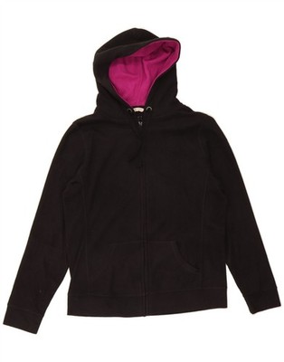 MARKS & SPENCER Womens Hooded Fleece Jacket UK 14 Large Black Polyester DJ66