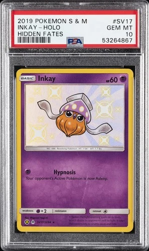 2019 POKEMON SUN & MOON HIDDEN FATES #SV17 INKAY-HOLO PSA 10