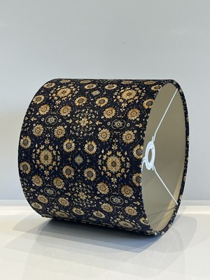 Neu Marineblau Gold Marokkanisches Fliesenmuster Trommel Lampenschirm Hängeschirm 30 x 25 H