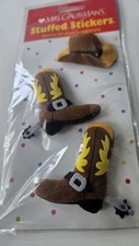 Mrs Grossman's Stuffed Stickers Cowboy Boots And Hat Puffy Fuzzy Embellishments