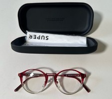 New With Case RetroSuperFuture Round Red Eyeglasses Full Rim 48-20-145 Italy